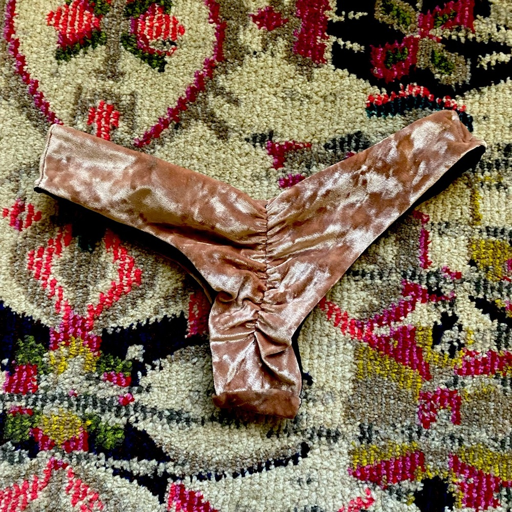 Gitchigami custom crushed velvet reversible cheeky swim bikini bottoms
